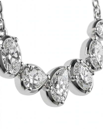 Mixed Cut Diamond Cluster Smile Necklace.