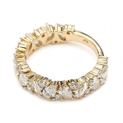 14K Rose Gold Asymmetric Pear & Round Diamond Cluster Eternity Band