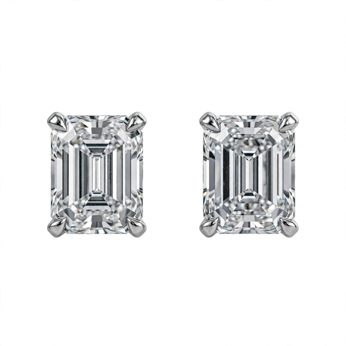 14K White Gold Emerald-Cut Solitaire Stud Earrings
