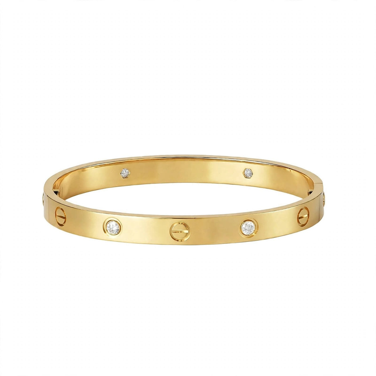 18K Yellow Gold Screw Motif Bangle