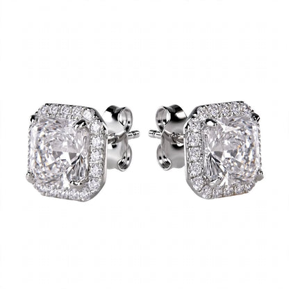 18K Yellow Gold Cushion-Cut Diamond Halo Stud Earrings