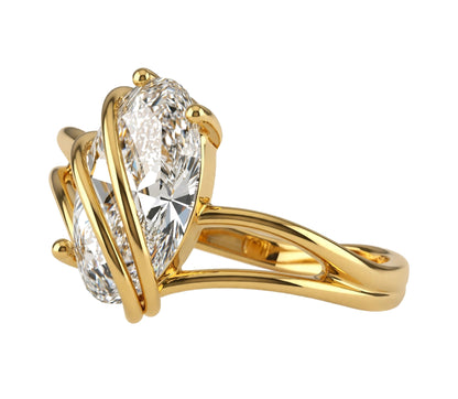 14K Yellow Gold Contemporary Split Shank Ring.