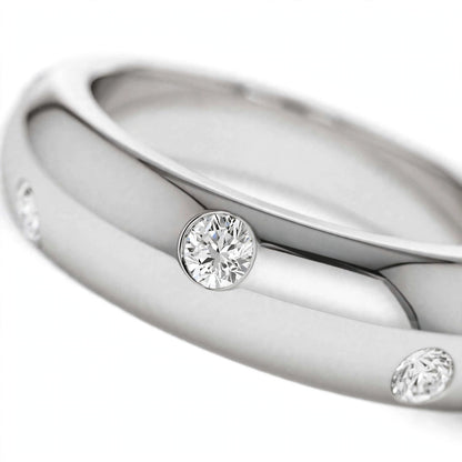 14K White Gold Scattered Flush-Set Diamond Wedding Band