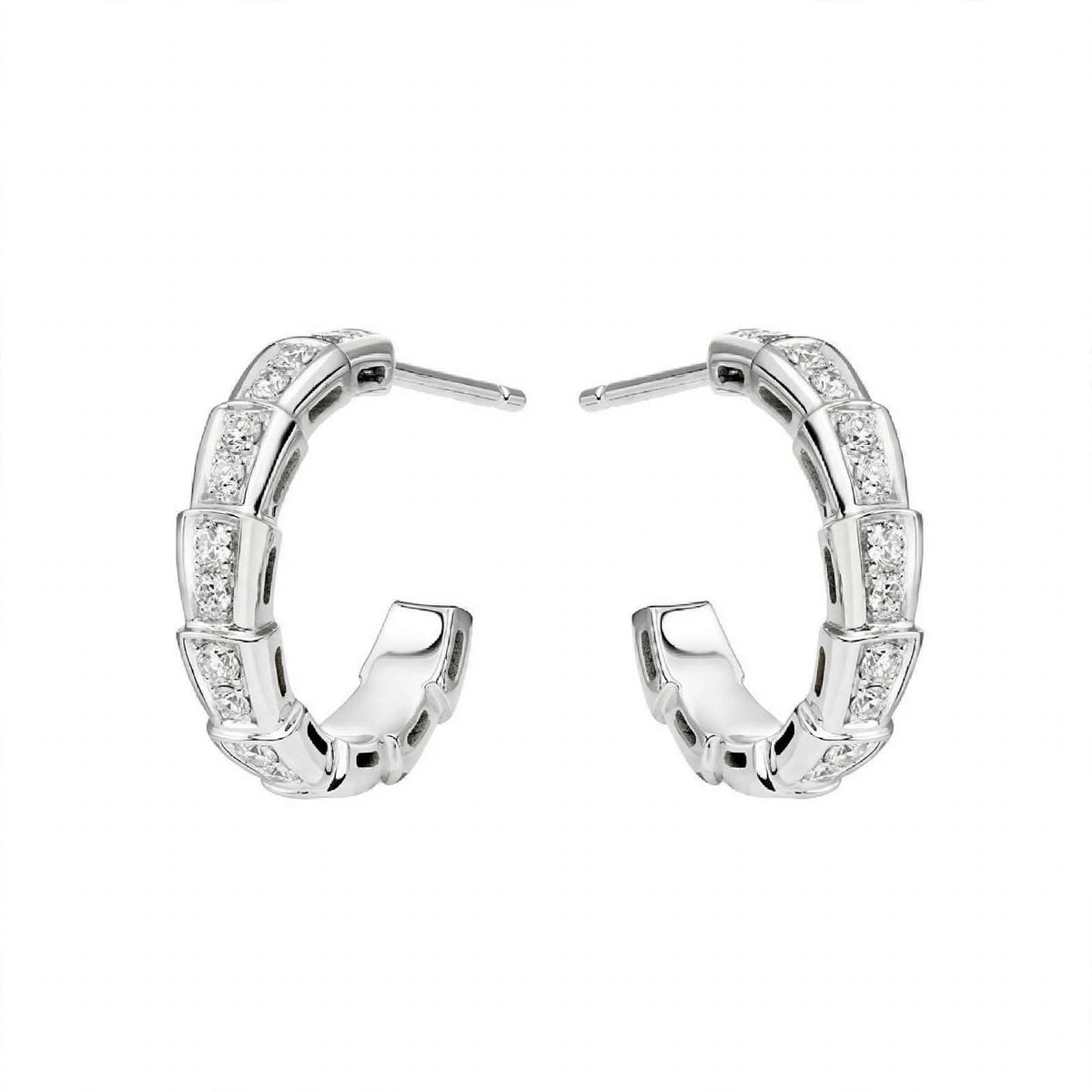 14K Yellow Gold Serpenti Diamond Hoop Earrings