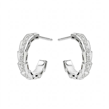 14K Yellow Gold Serpenti Diamond Hoop Earrings