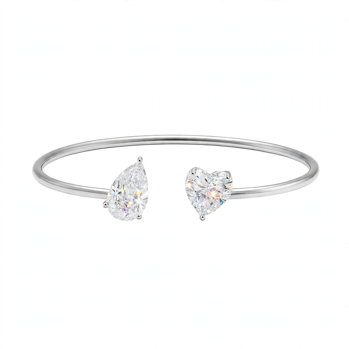14K Rose Gold Toi et Moi Open Cuff Bracelet