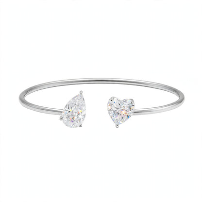 14K Rose Gold Toi et Moi Open Cuff Bracelet