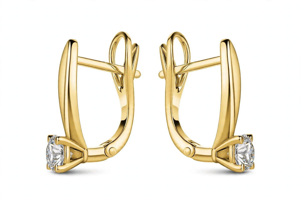 Rose Gold Solitaire Diamond Drop Hoop Earrings