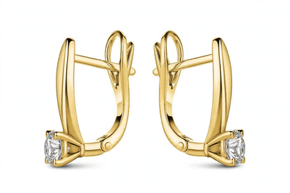 Rose Gold Solitaire Diamond Drop Hoop Earrings