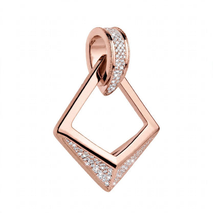 18K Rose Gold Modern Geometric Open Rhombus Diamond Pendant