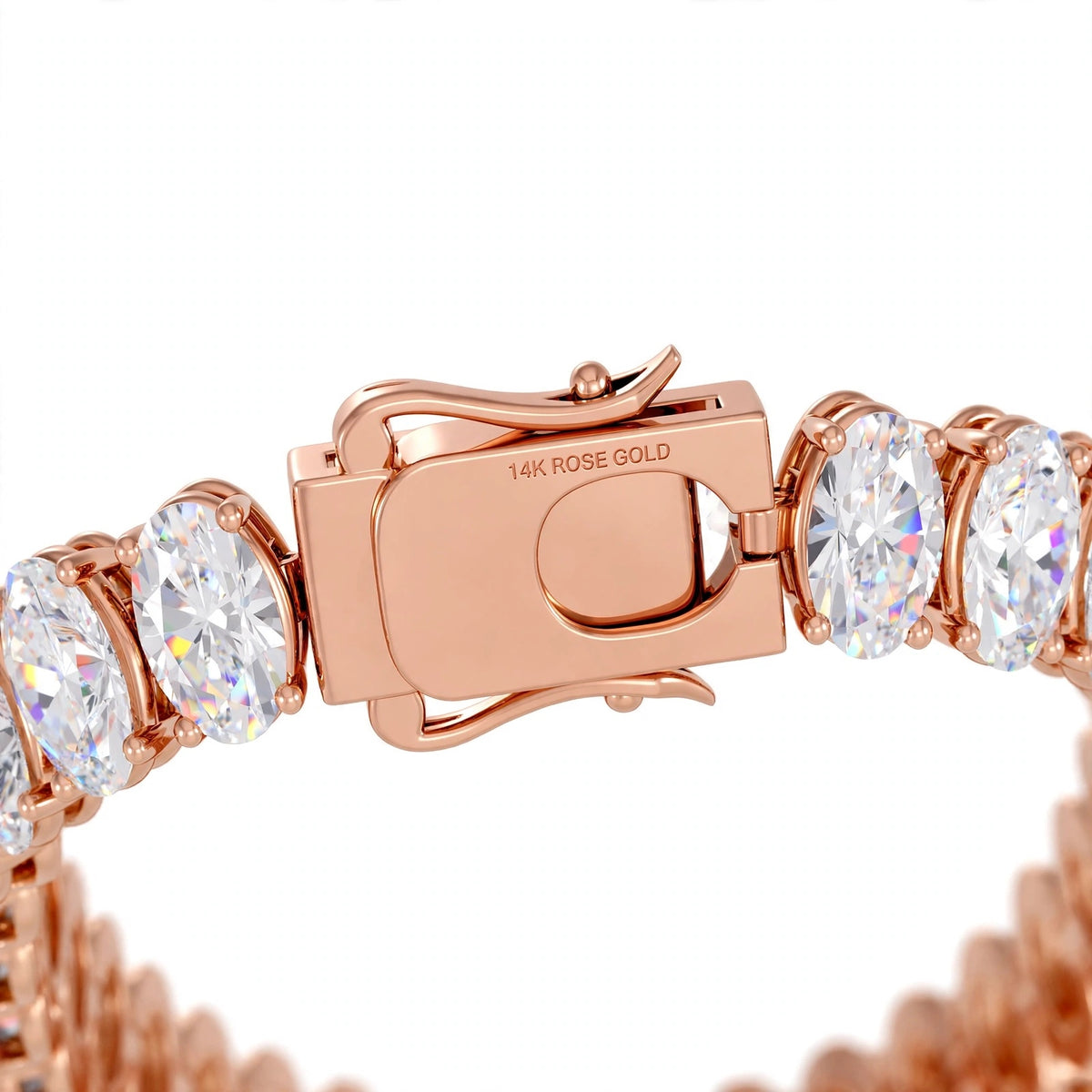 14K Yellow Gold Oval Cut Diamond Tennis Bracelet