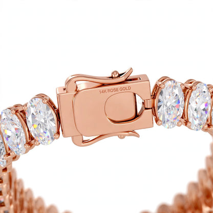 14K Yellow Gold Oval Cut Diamond Tennis Bracelet