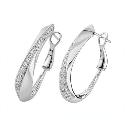 Yellow Gold Diamond Twist Hoop Earrings – Sculptural Wave J-Hoops