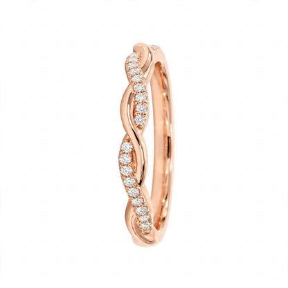 14K Yellow Gold Petite Twisted Vine Pavé Diamond Wedding Band