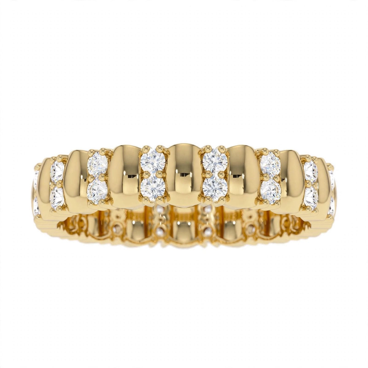 14k Rose Gold Unique Double Row Diamond Eternity Band