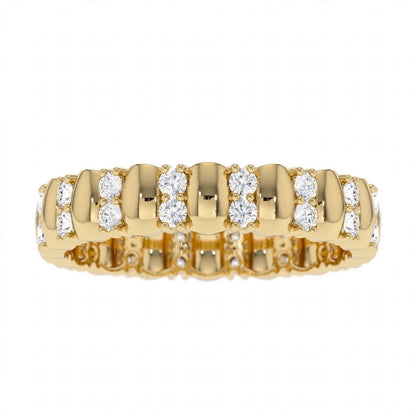 14k Rose Gold Unique Double Row Diamond Eternity Band