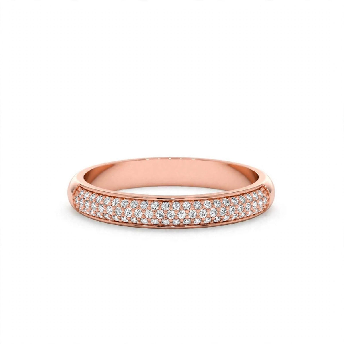 14K Yellow Gold Triple Row Pavé Diamond Eternity Band