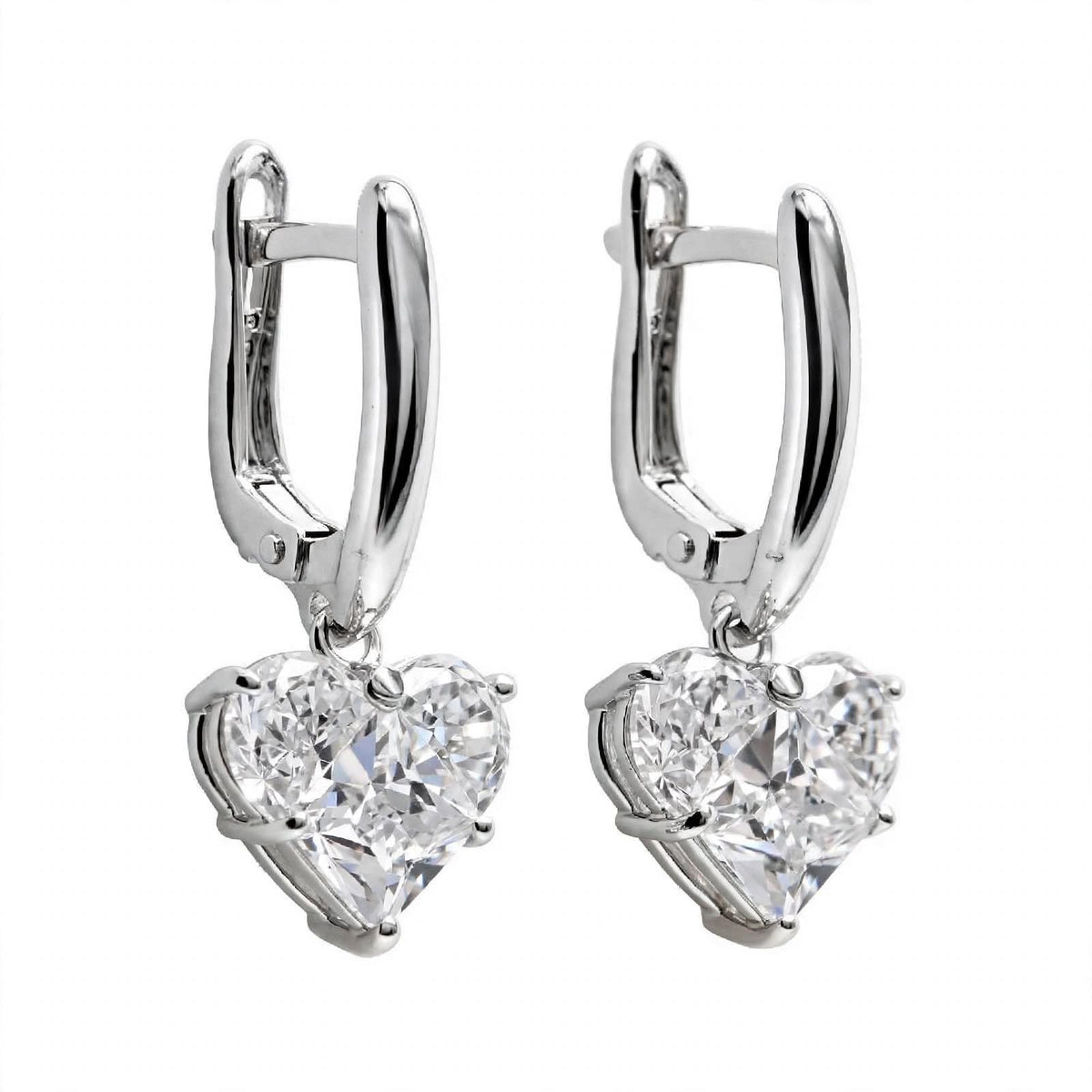 14K Gold Heart Cut Solitaire Drop Earrings