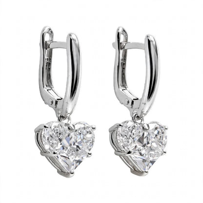 14K Gold Heart Cut Solitaire Drop Earrings