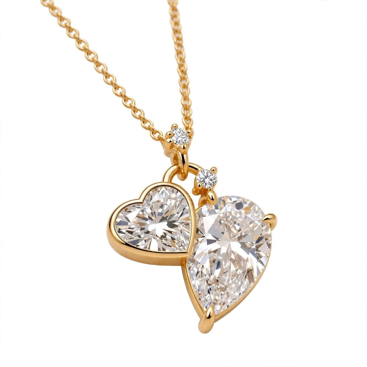 Toi et Moi Heart & Pear Cut Diamond Pendant Necklace