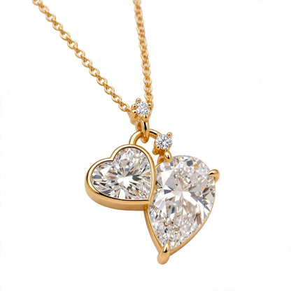 Toi et Moi Heart & Pear Cut Diamond Pendant Necklace
