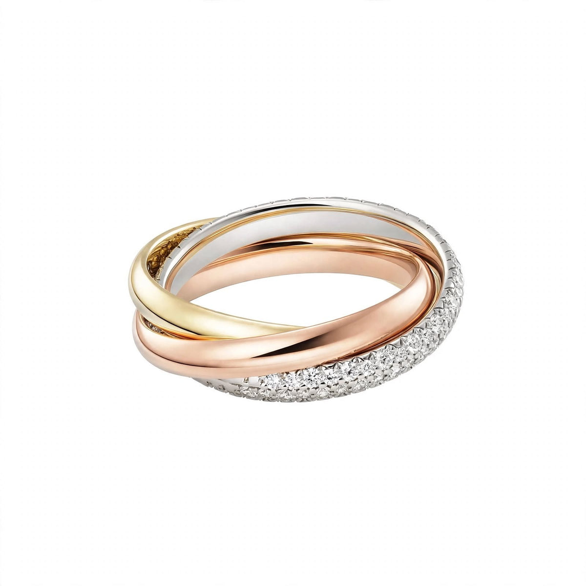 18K Tri-Color Gold Intertwined Rolling Ring