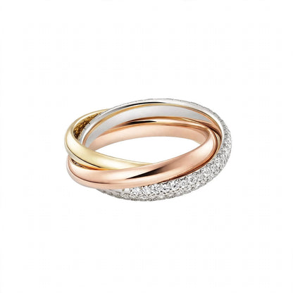 18K Tri-Color Gold Intertwined Rolling Ring