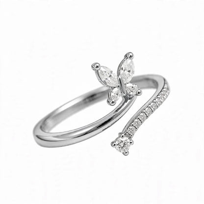 14K Rose Gold Marquise Diamond Butterfly Wrap Ring