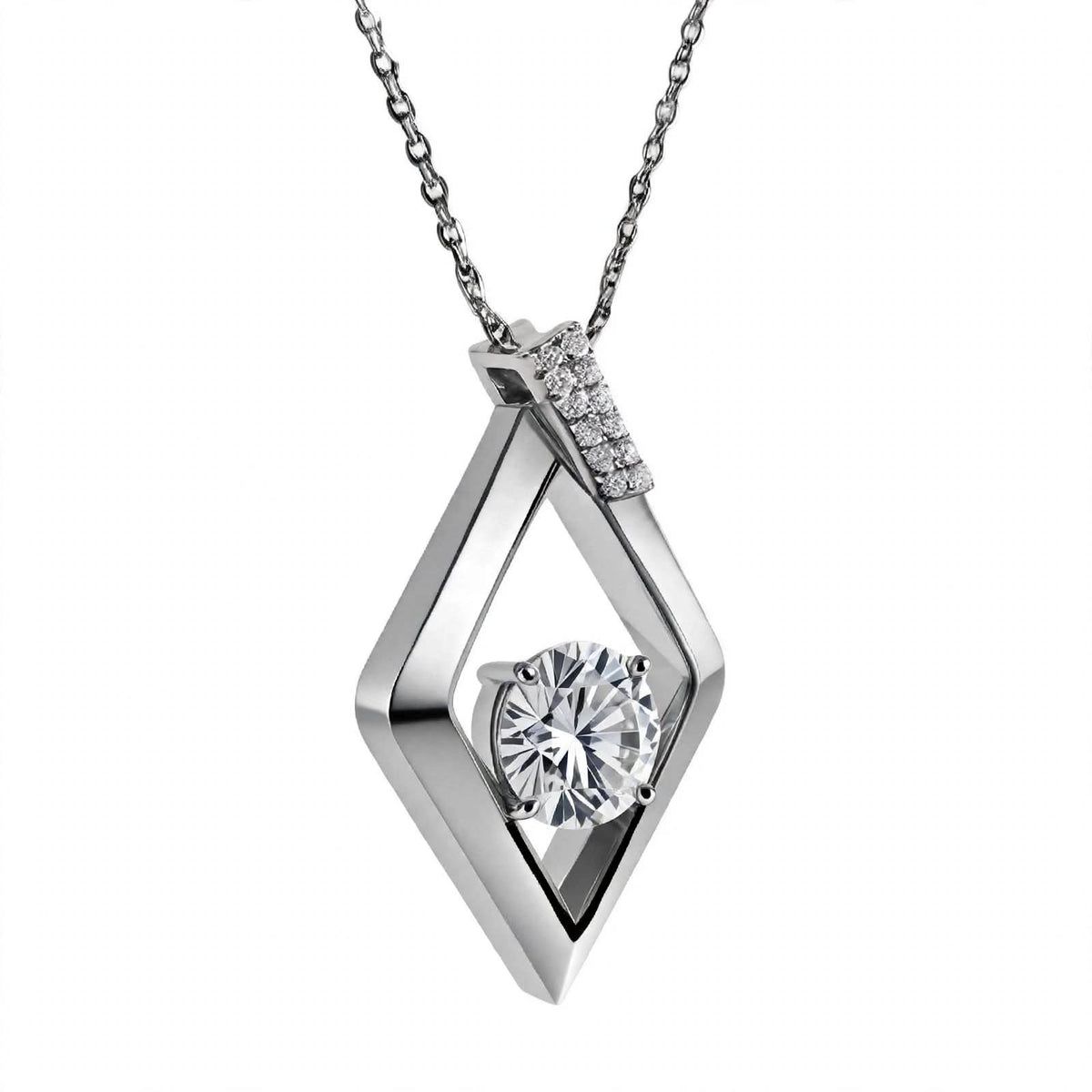 14K Yellow Gold Geometric Rhombus Solitaire Pendant