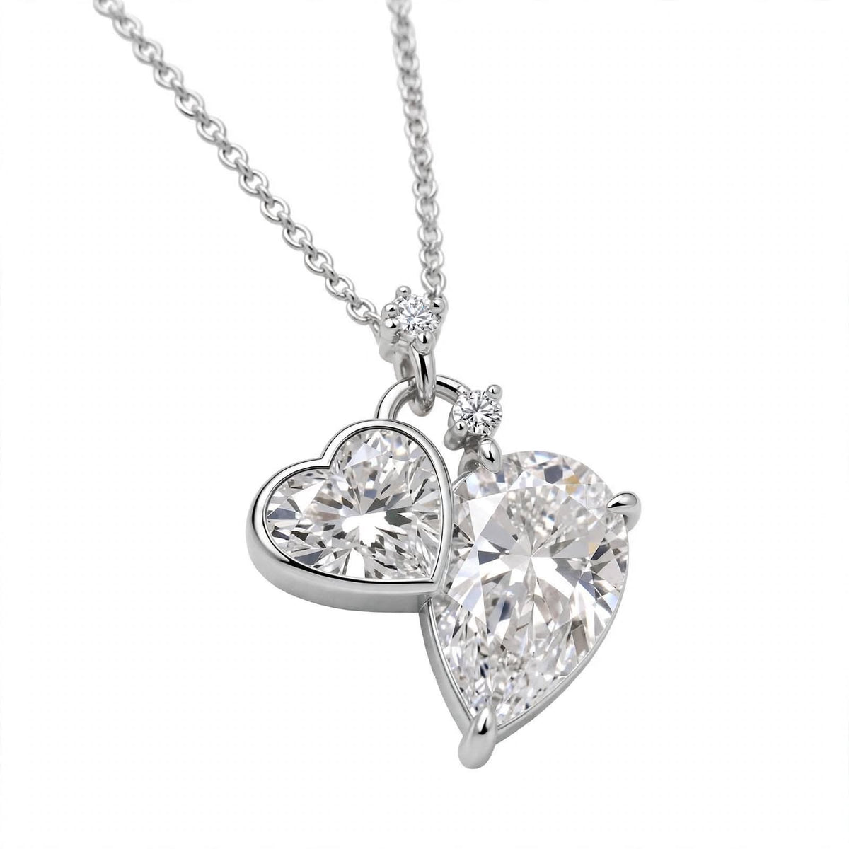 Toi et Moi Heart & Pear Cut Diamond Pendant Necklace