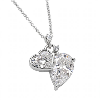 Toi et Moi Heart & Pear Cut Diamond Pendant Necklace