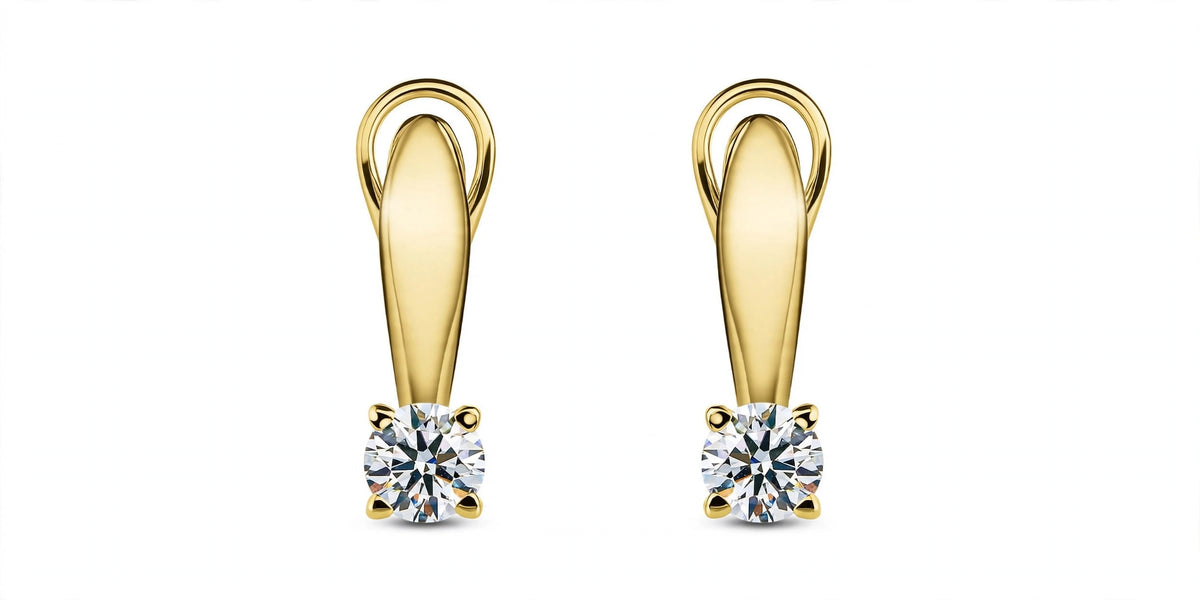 Rose Gold Solitaire Diamond Drop Hoop Earrings
