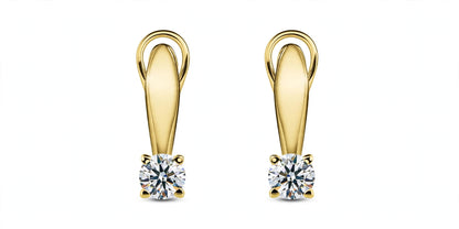 Rose Gold Solitaire Diamond Drop Hoop Earrings