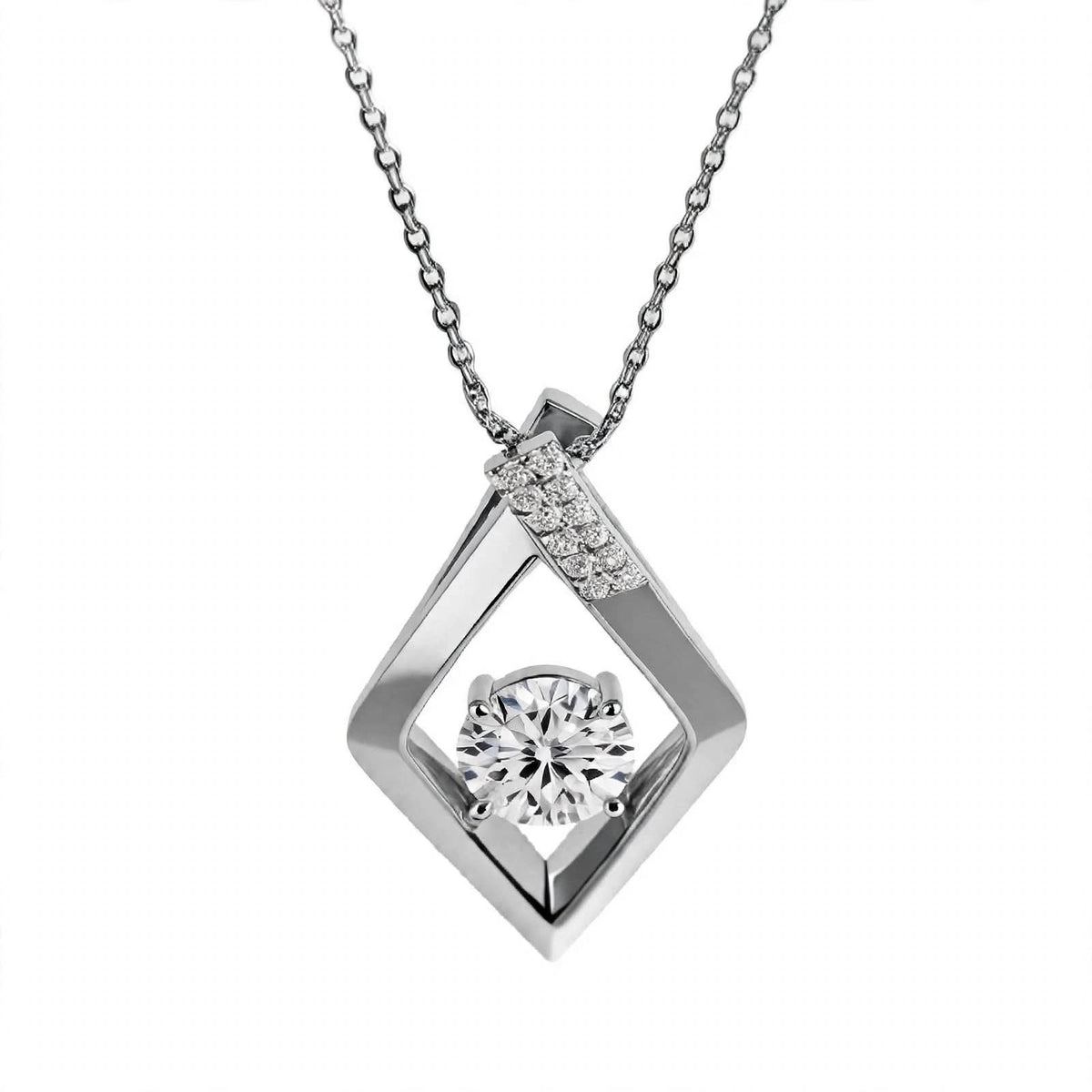 14K Yellow Gold Geometric Rhombus Solitaire Pendant