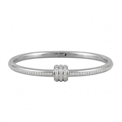 18K Yellow Gold Plated Triple Cylinder Pavé Bangle