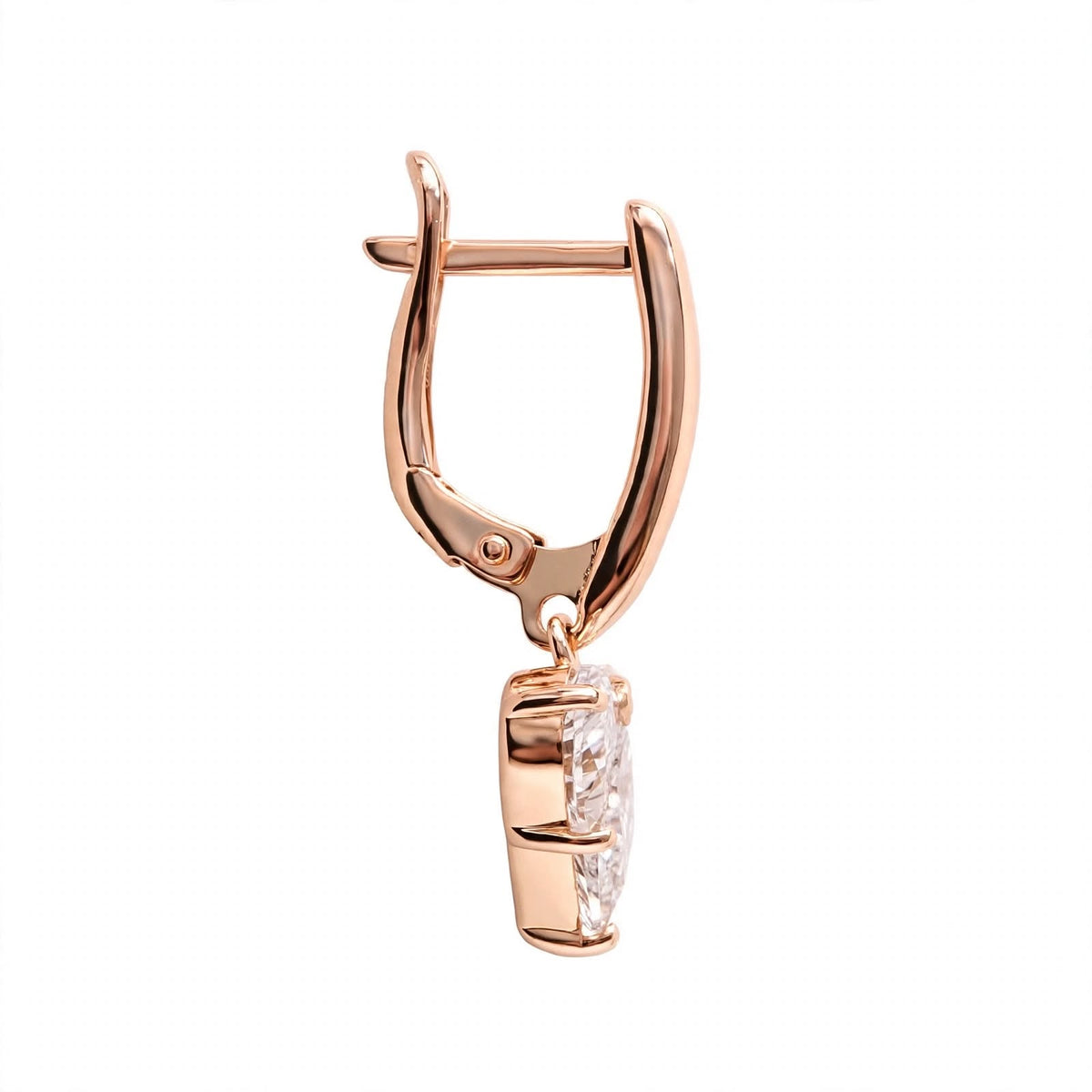 14K Gold Heart Cut Solitaire Drop Earrings