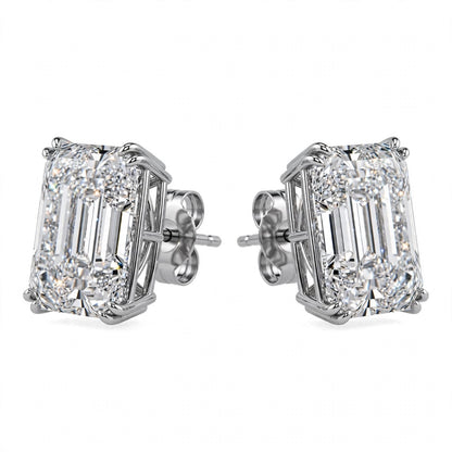 14K White Gold Emerald-Cut Solitaire Stud Earrings