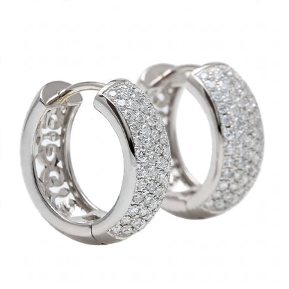 18K Yellow Gold Multi-Row Diamond Pavé Huggie Hoop Earrings