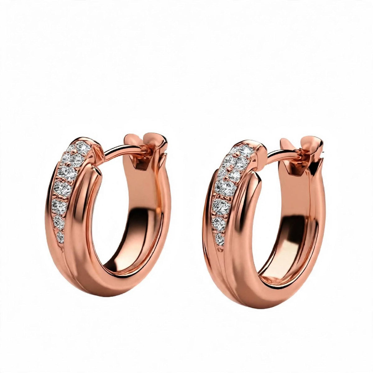18K Yellow Gold Diamond Pavé Huggie Hoop Earrings