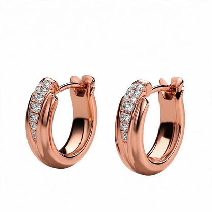 18K Yellow Gold Diamond Pavé Huggie Hoop Earrings
