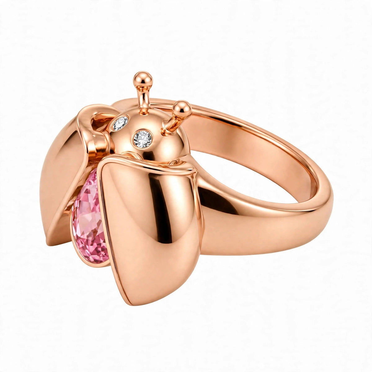 Nature-inspired ladybug cocktail ring.