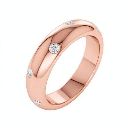 14K White Gold Scattered Flush-Set Diamond Wedding Band