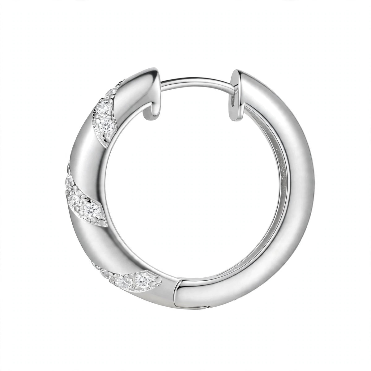 14K Yellow Gold Twisted Diamond Huggie Hoop Earrings