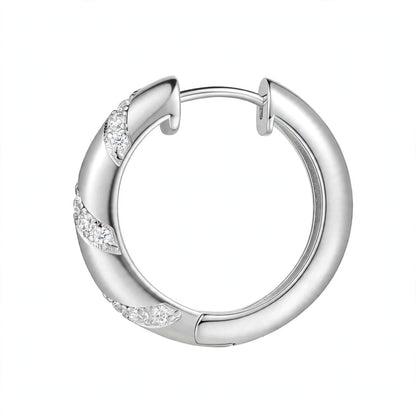 14K Yellow Gold Twisted Diamond Huggie Hoop Earrings
