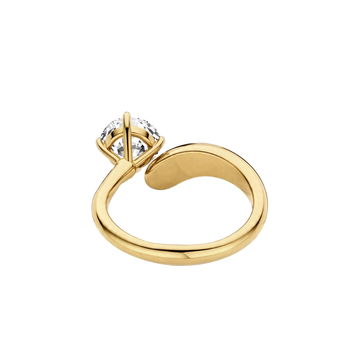 14K Yellow Gold Bypass Solitaire Engagement Ring.