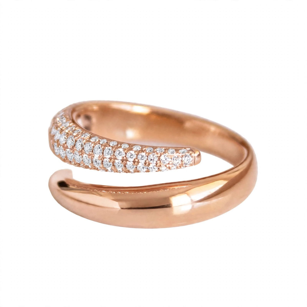 14K Rose Gold Pavé Diamond Open Wrap Ring