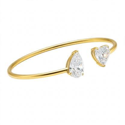 14K Rose Gold Toi et Moi Open Cuff Bracelet