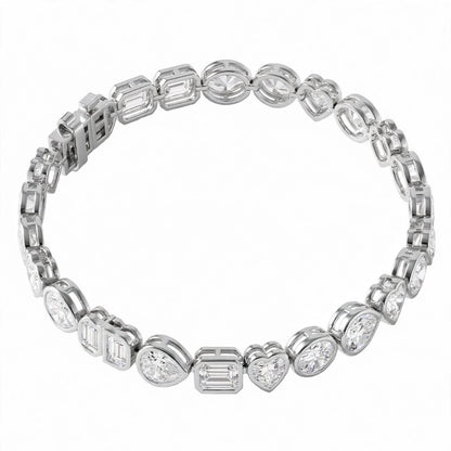 14K Yellow Gold Multi-Shape Bezel-Set Diamond Tennis Bracelet
