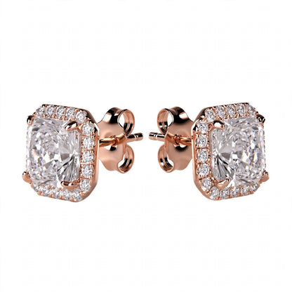 18K Yellow Gold Cushion-Cut Diamond Halo Stud Earrings