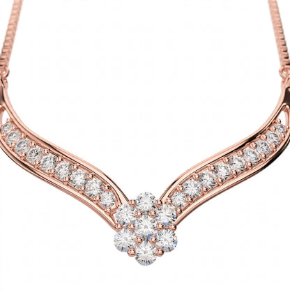 18K White Gold V-Shaped Chevron Diamond Necklace
